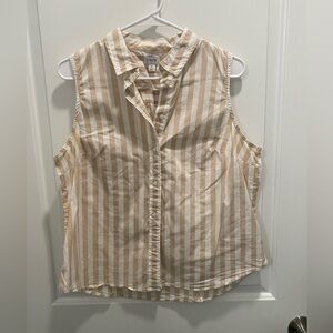 J. Crew Women's Button Down Striped Top - Beige and White